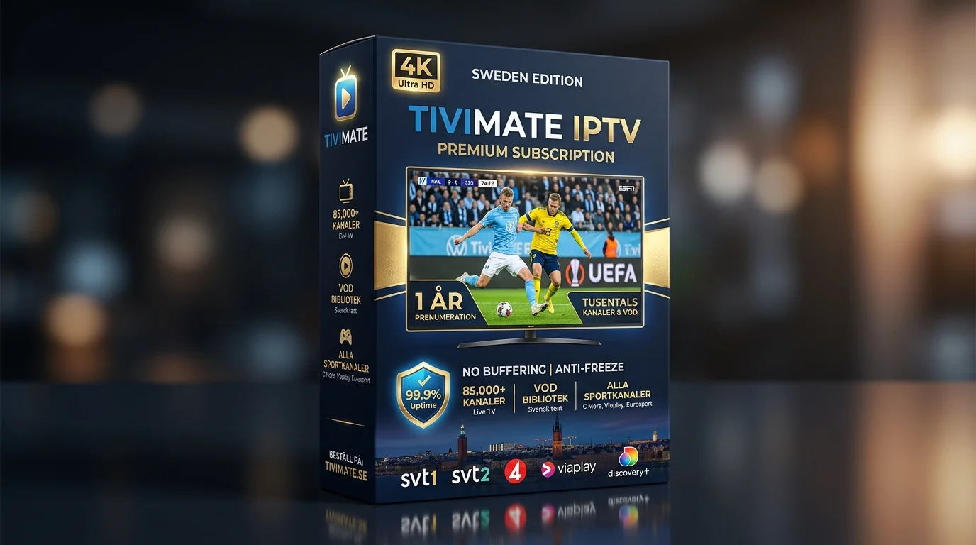Premium IPTV Abonnemang Tivimate 1 Månad | 4K Kvalitet, Noll Buffring & 24/7 Support